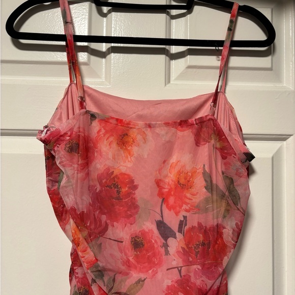 Lulu's Vibrant Pink Floral Midi Dress - Picture 7 of 7